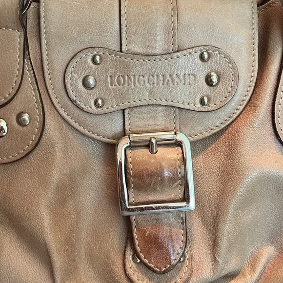Longchamp Idole Soft Tan Calfskin Leather Baguette Shoulder Bag VINTAGE - Picture 5 of 5